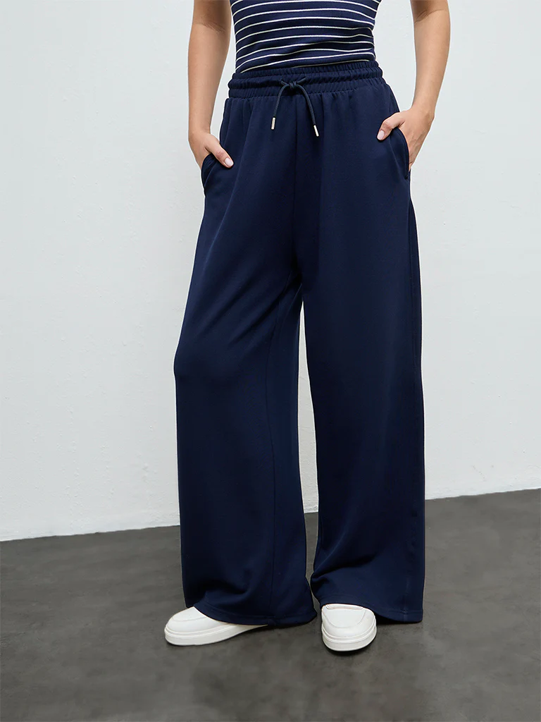 Nuoflexx Navy Solid High-Rise Pants - Image 2