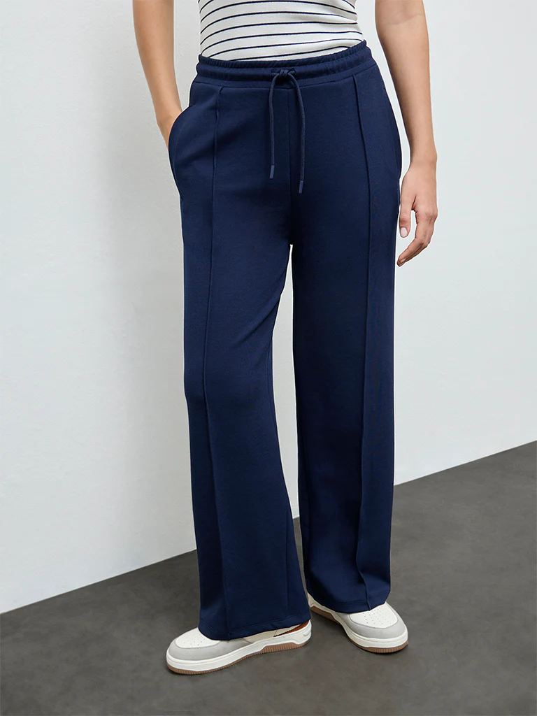 Nuoflexx Navy Solid High-Rise Pants - Image 2