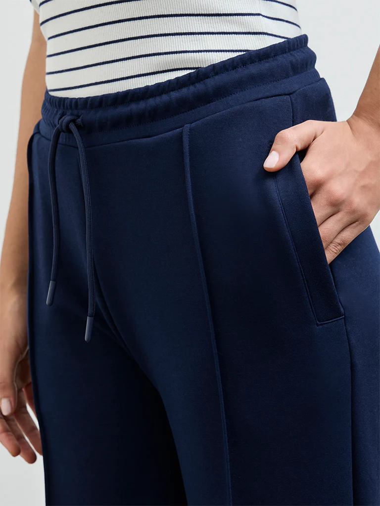 Nuoflexx Navy Solid High-Rise Pants - Image 3