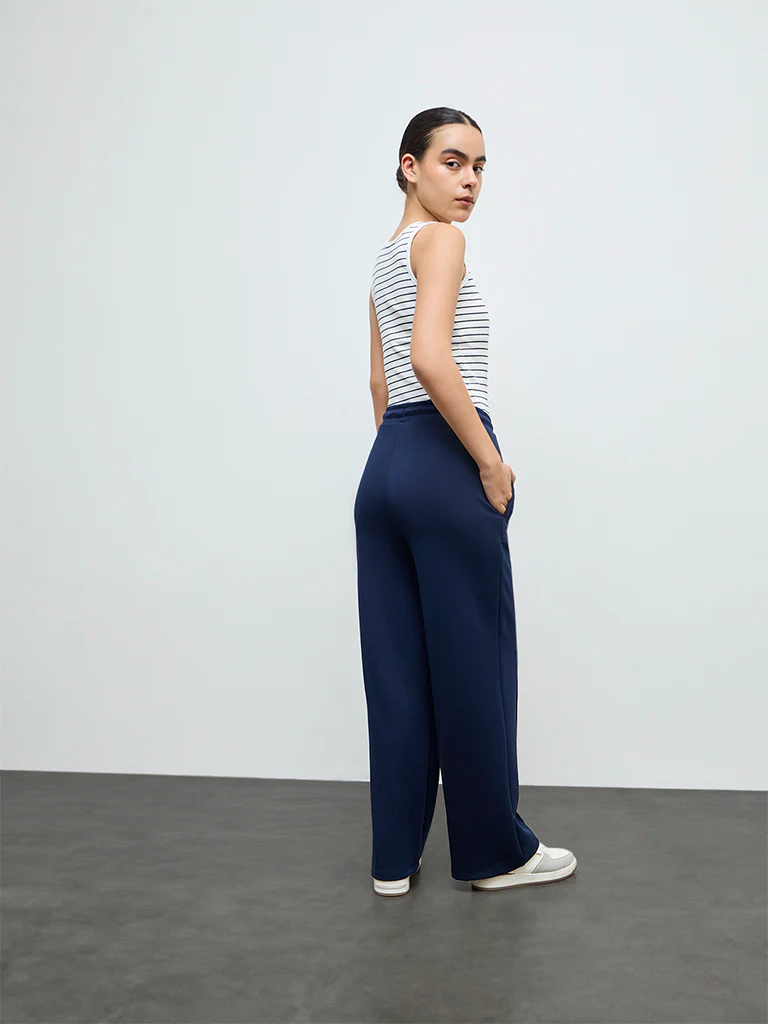 Nuoflexx Navy Solid High-Rise Pants - Image 4