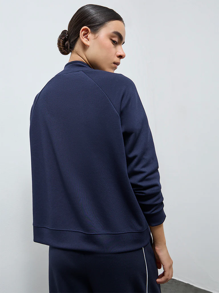 Nuoflexx Navy Stripe Detailed Quarter-Zip Sweatshirt - Image 4