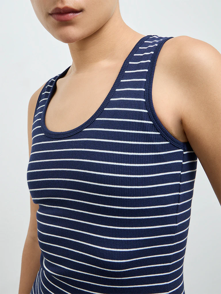 Nuoflexx Navy Striped Cotton-Blend Tank Top - Image 3