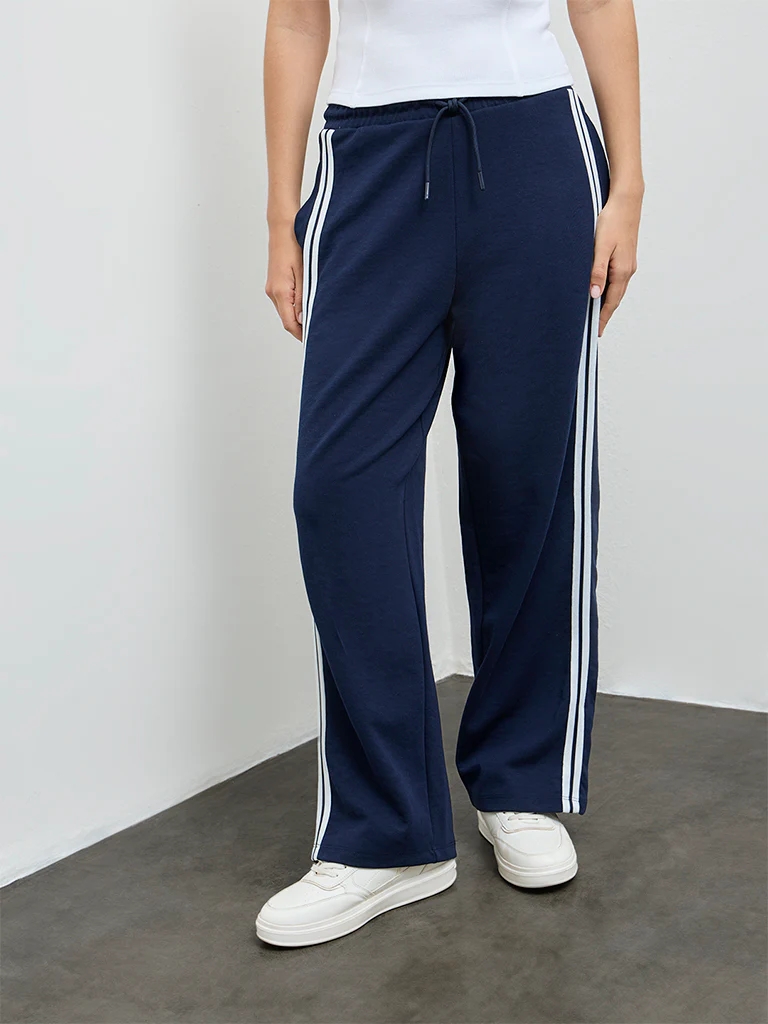 Nuoflexx Navy Striped High-Rise Pants - Image 2