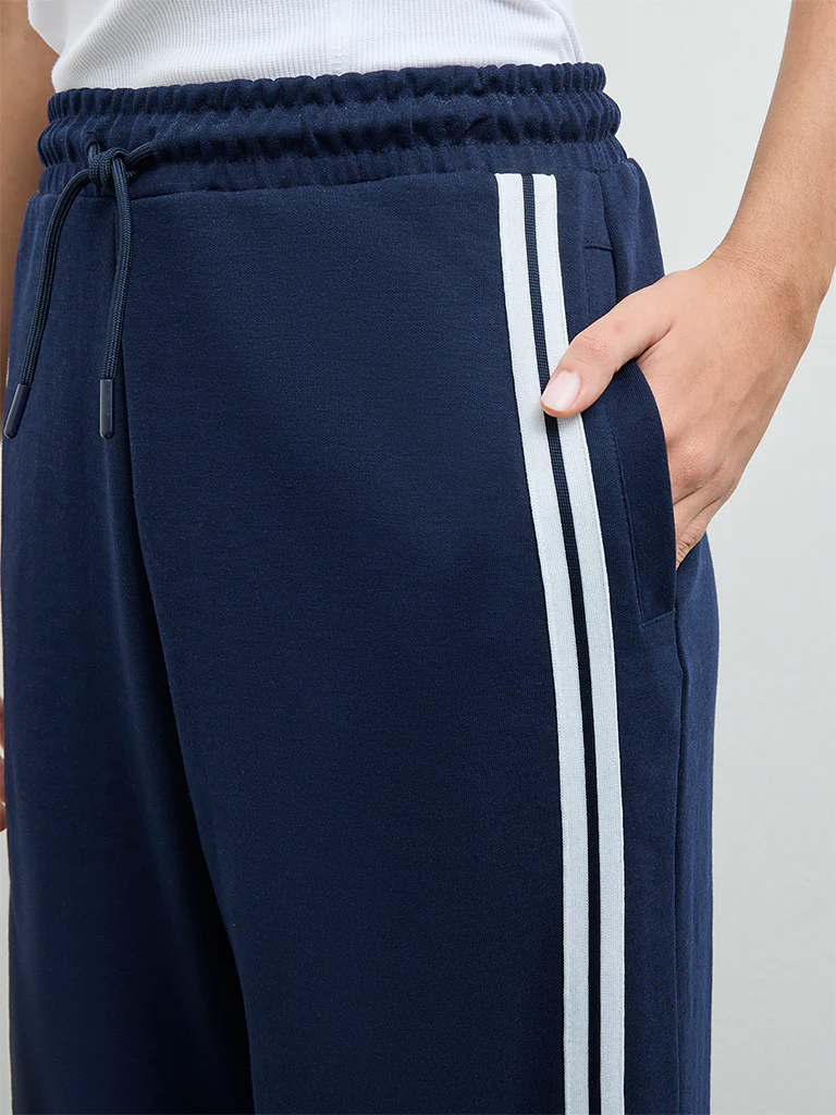Nuoflexx Navy Striped High-Rise Pants - Image 3