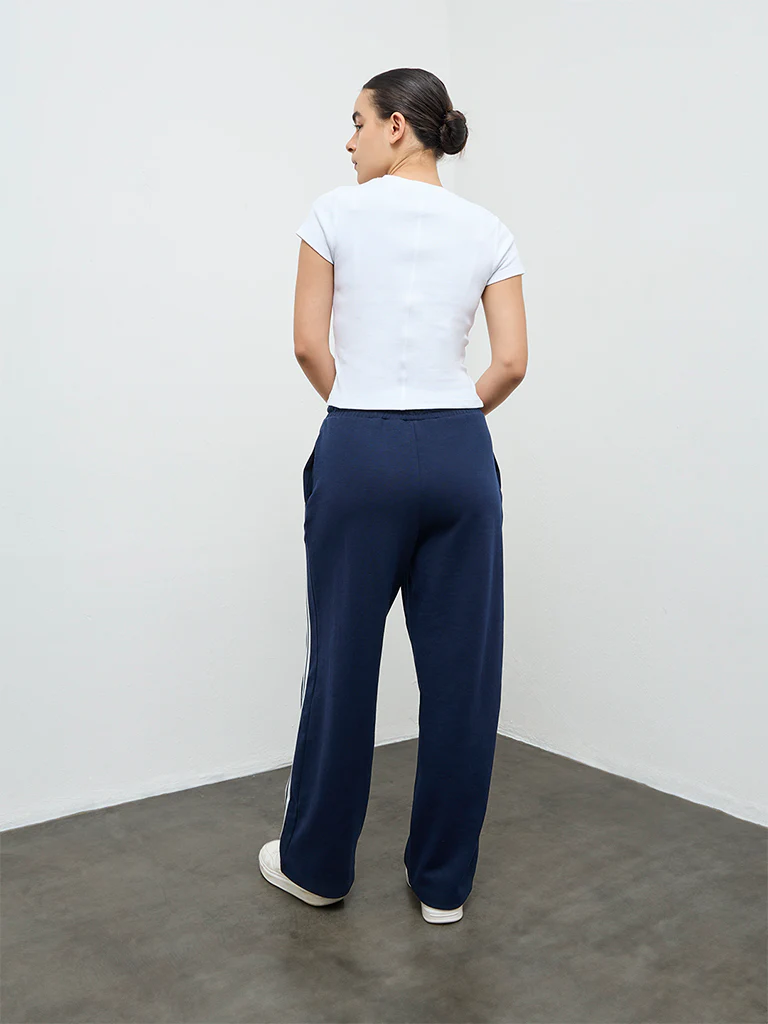 Nuoflexx Navy Striped High-Rise Pants - Image 4