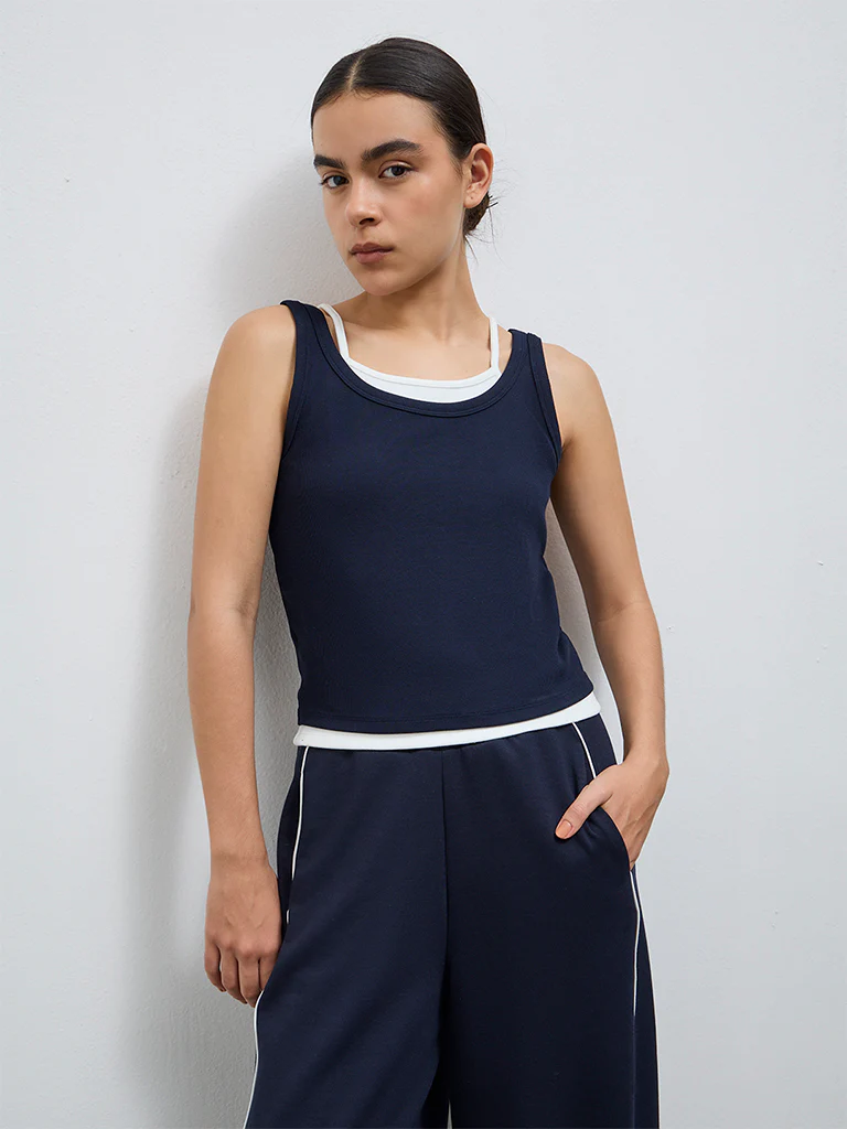 Nuoflexx Navy Textured Tank Top