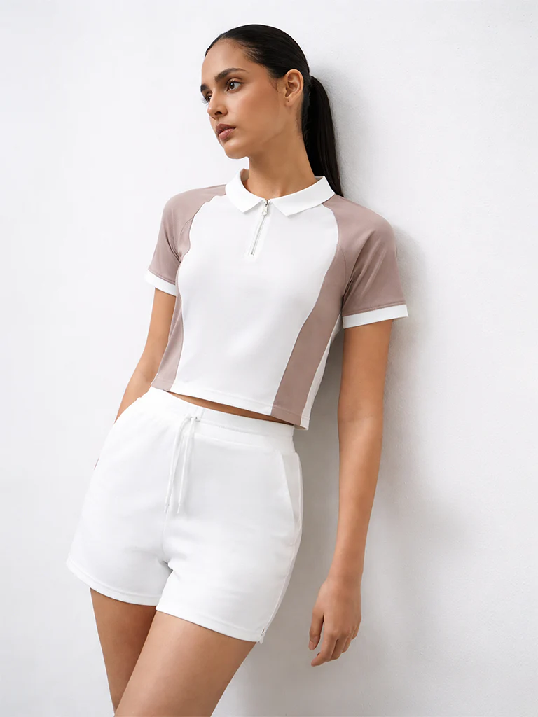 Nuoflexx Off-White Color-Blocked Cotton Polo T-Shirt - Image 2