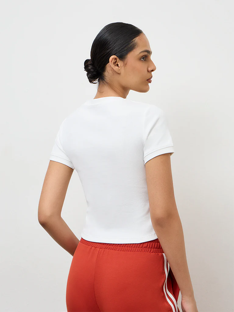 Nuoflexx Off-White Printed Cotton-Blend T-Shirt - Image 4
