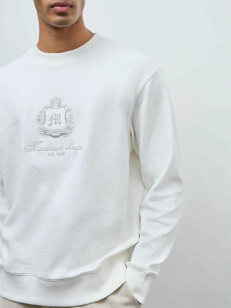 Nuoflexx Off-White Relaxed-Fit Cotton-Blend Sweatshirt - Image 3