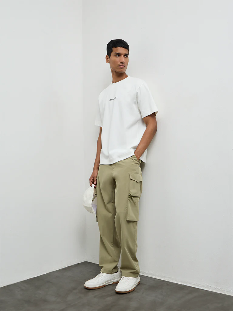Nuoflexx Off-White Relaxed-Fit Cotton-Blend T-Shirt - Image 2