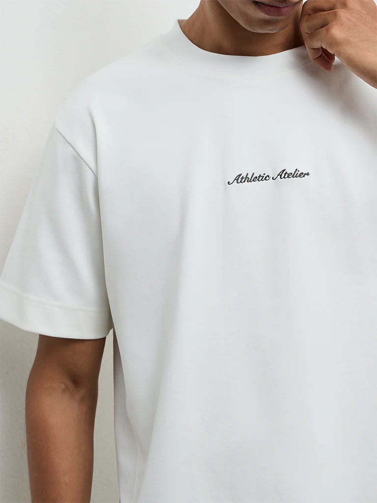 Nuoflexx Off-White Relaxed-Fit Cotton-Blend T-Shirt - Image 3