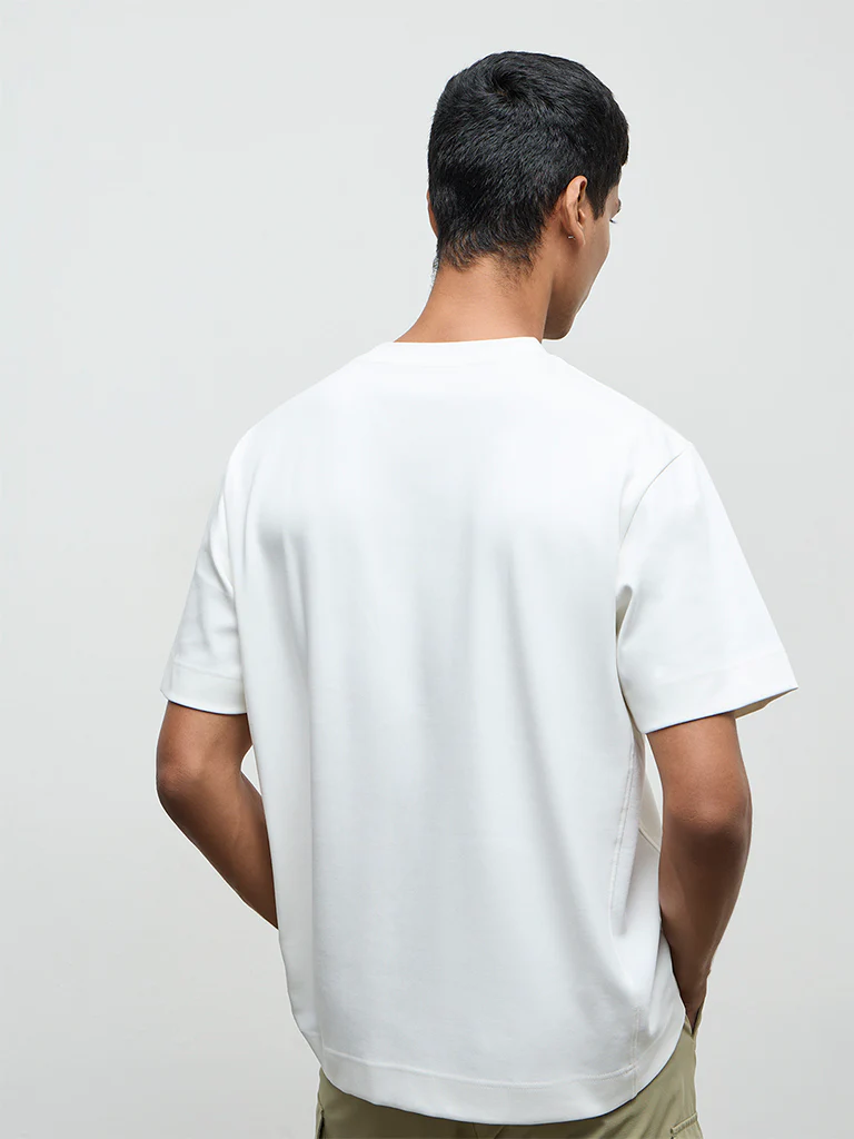 Nuoflexx Off-White Relaxed-Fit Cotton-Blend T-Shirt - Image 4