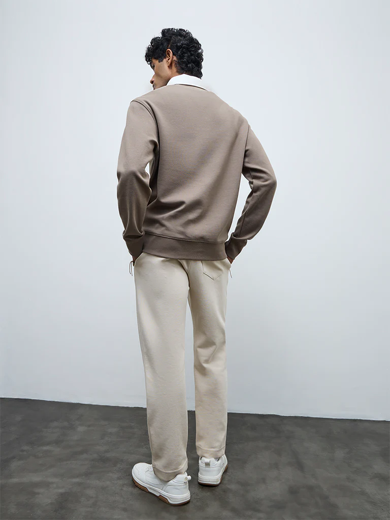 Nuoflexx Off-White Relaxed-Fit Mid-Rise Cotton-Blend Track Pants - Image 5