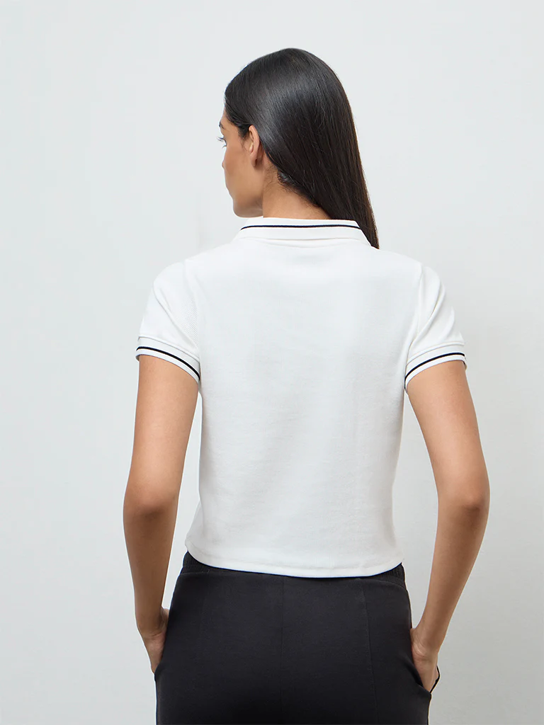 Nuoflexx Off-White Ribbed Cotton-Blend T-Shirt - Image 4