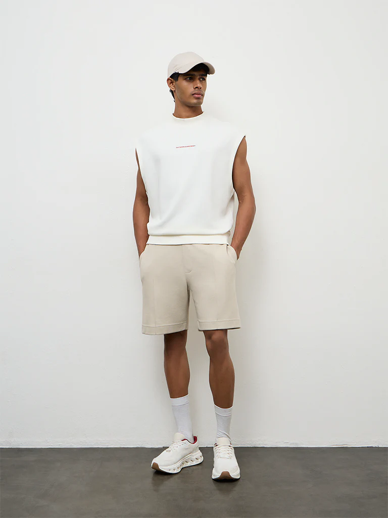 Nuoflexx Off-White Text Printed Relaxed Fit T-Shirt - Image 3