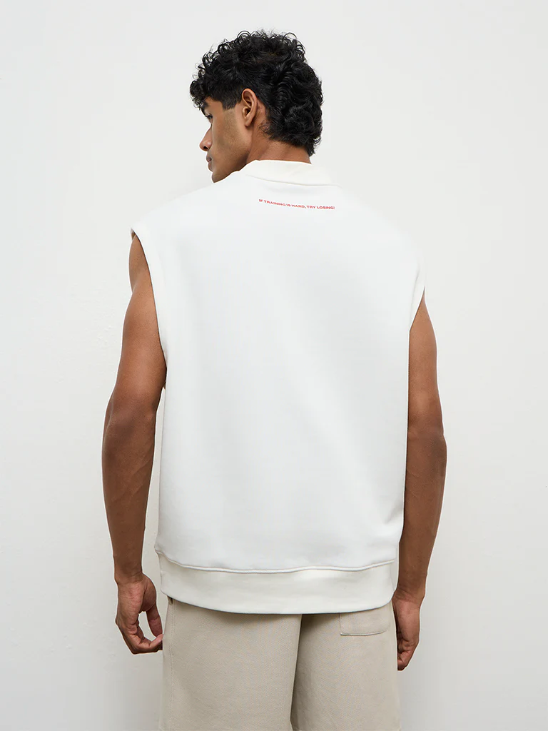 Nuoflexx Off-White Text Printed Relaxed Fit T-Shirt - Image 5