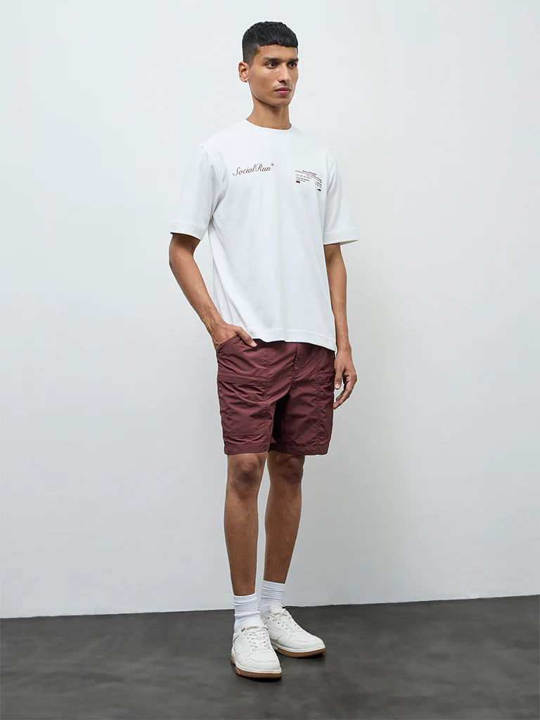 Nuoflexx Off-White Text Relaxed-Fit Cotton-Blend T-Shirt - Image 2