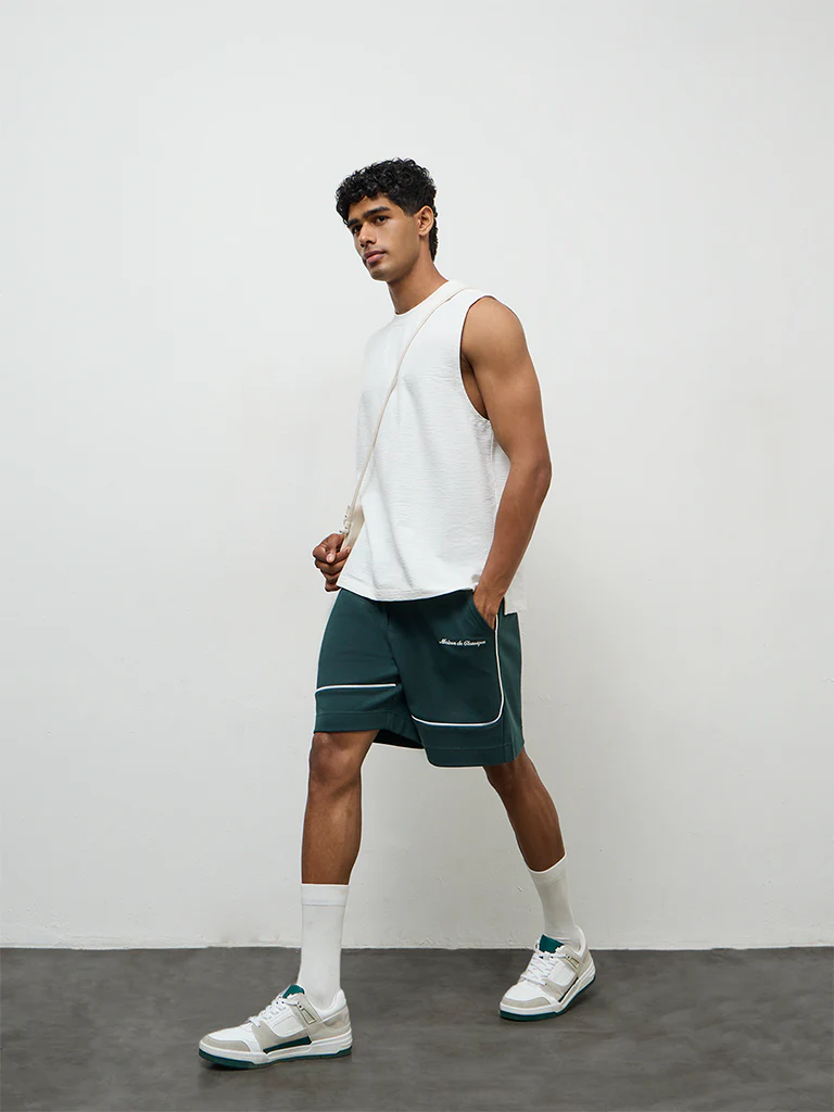 Nuoflexx Off-White Textured Relaxed-Fit Cotton-Blend T-Shirt - Image 3