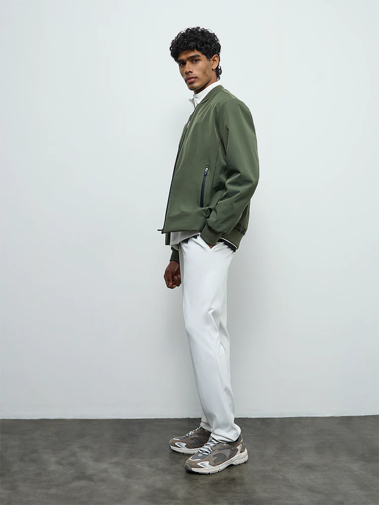Nuoflexx Olive Relaxed-Fit Bomber Jacket - Image 3