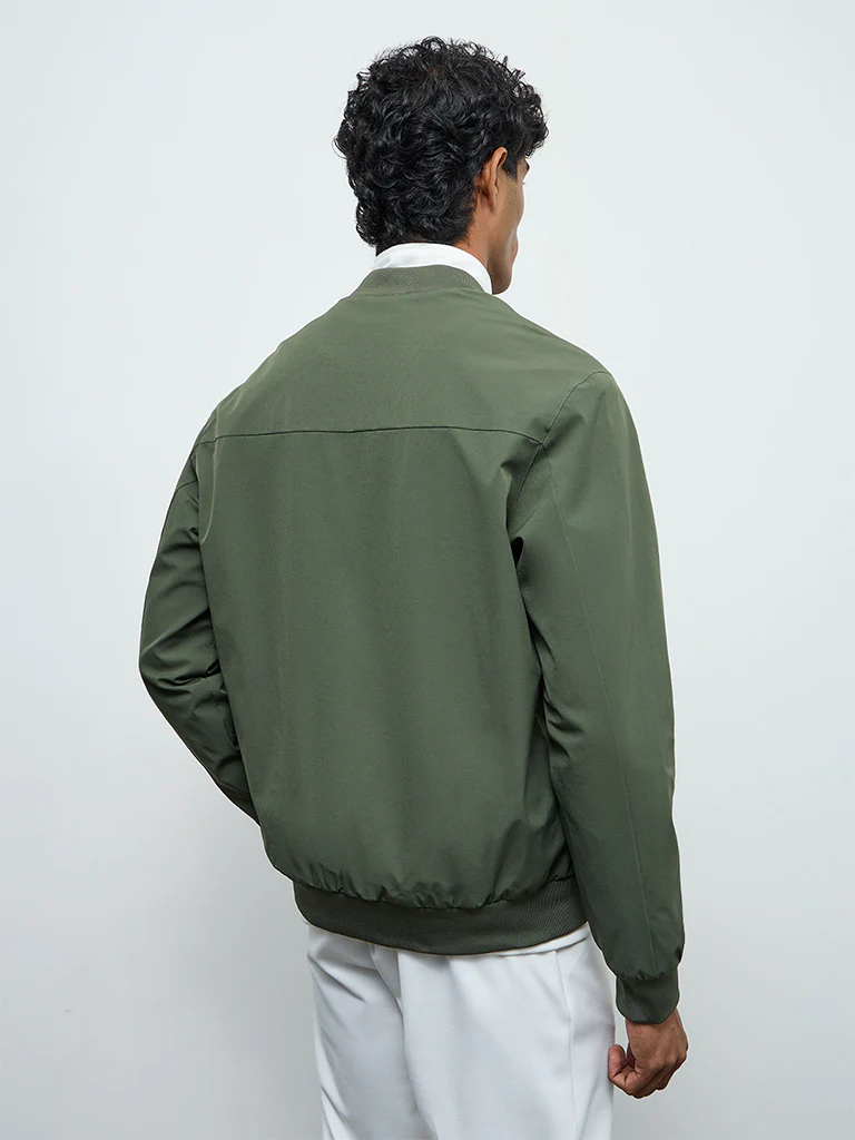 Nuoflexx Olive Relaxed-Fit Bomber Jacket - Image 5