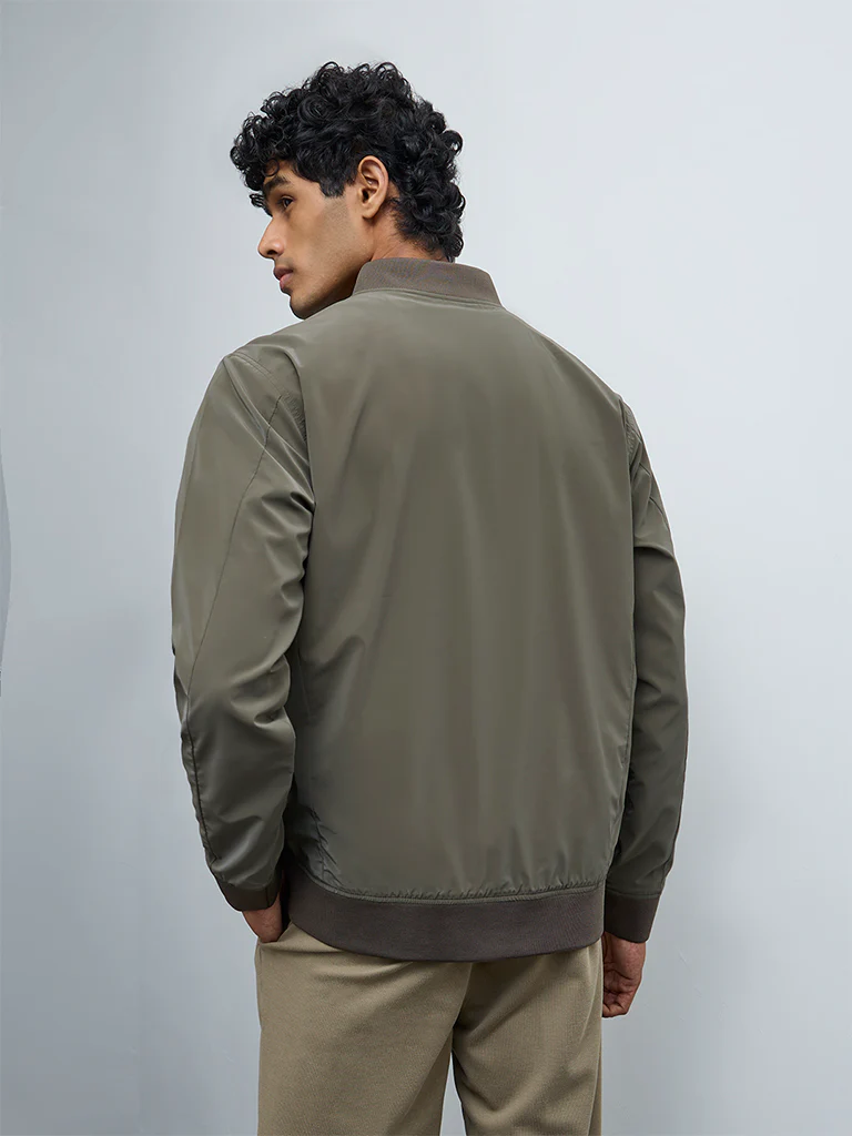 Nuoflexx Olive Relaxed-Fit Bomber Jacket - Image 4