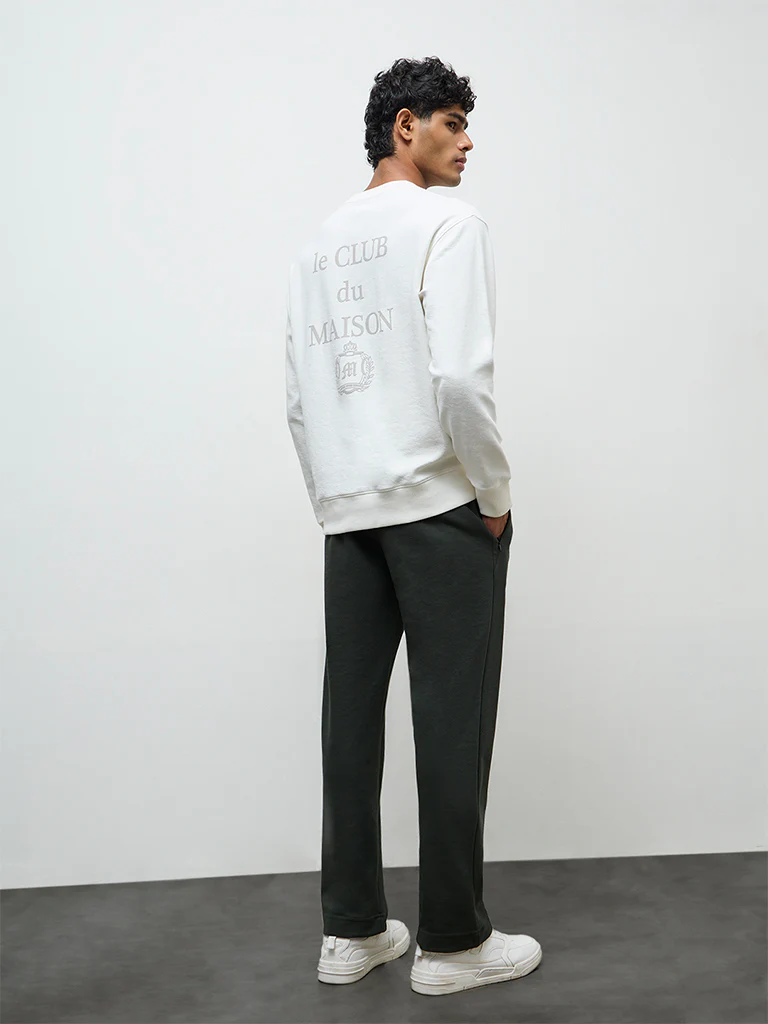 Nuoflexx Olive Relaxed Fit Mid-Rise Cotton-Blend Track Pants - Image 4
