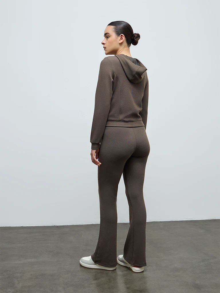 Nuoflexx Olive Ribbed Criss-Cross High-Rise Pants - Image 4