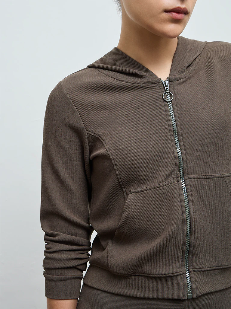Nuoflexx Olive Ribbed-Textured Hooded Jacket - Image 3