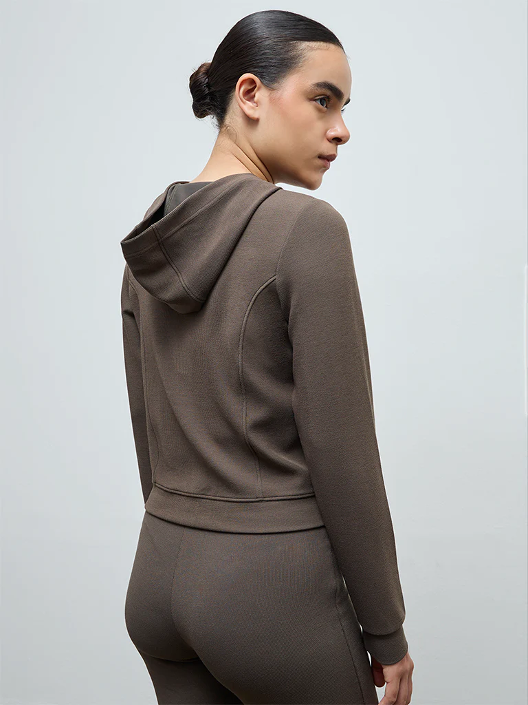 Nuoflexx Olive Ribbed-Textured Hooded Jacket - Image 4