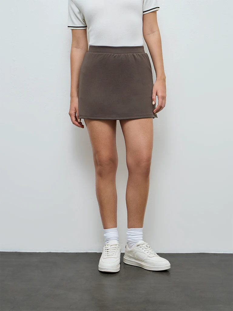Nuoflexx Olive Solid High-Rise Skorts - Image 2
