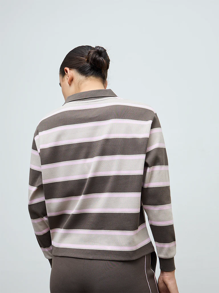 Nuoflexx Olive Striped Cotton-Blend T-Shirt - Image 4