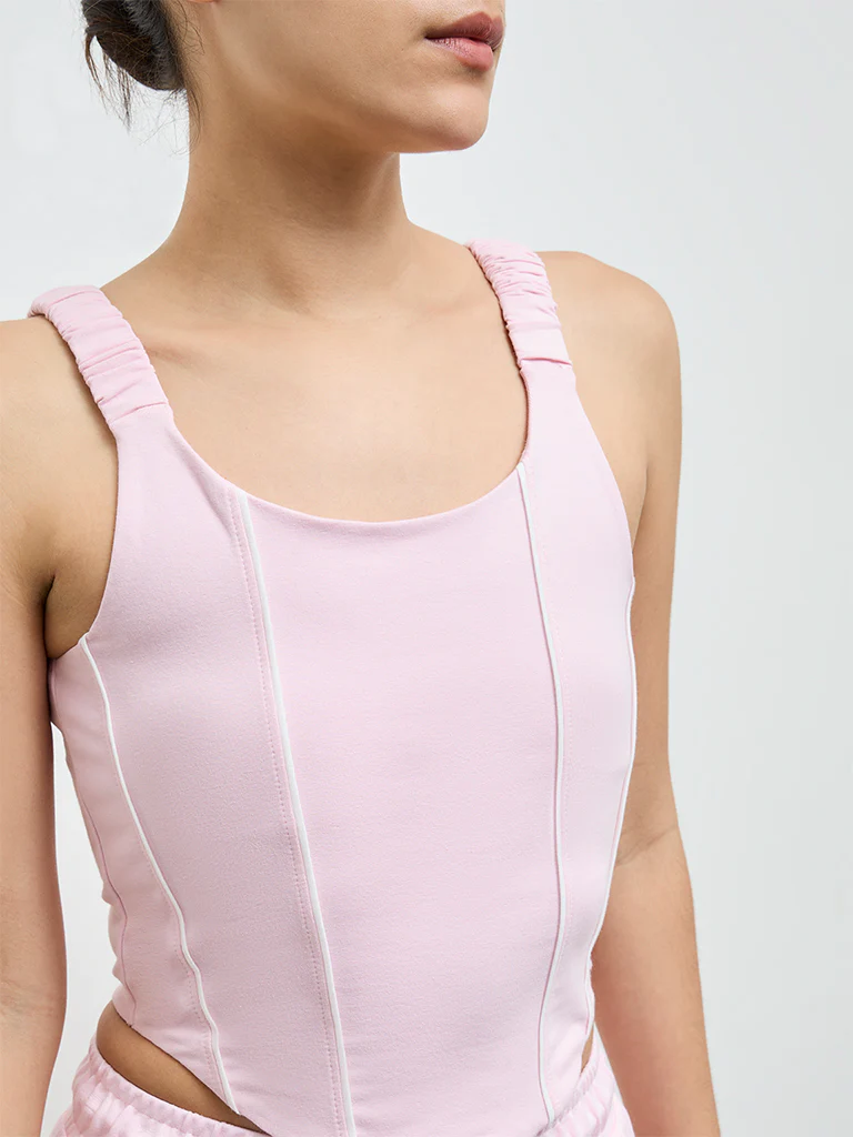 Nuoflexx Pink Cotton-Blend Bustier Top - Image 3