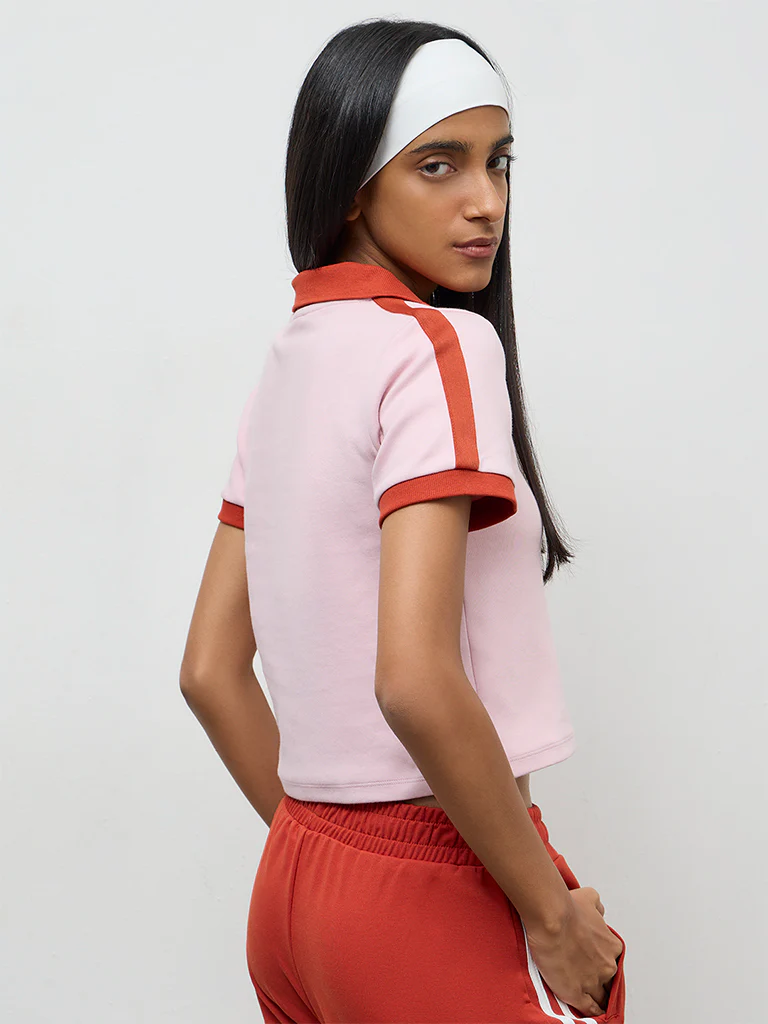 Nuoflexx Pink Numerical-Detail Cotton-Blend T-Shirt - Image 4