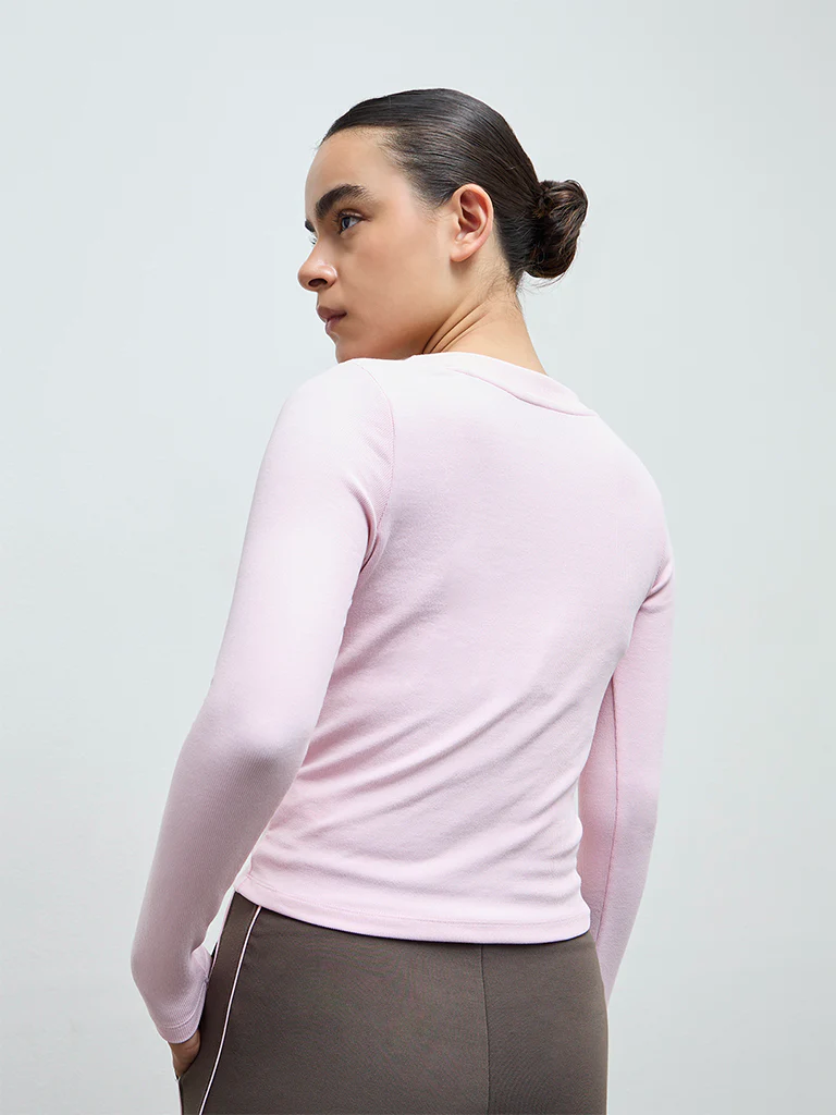 Nuoflexx Pink Ribbed-Textured T-Shirt - Image 4