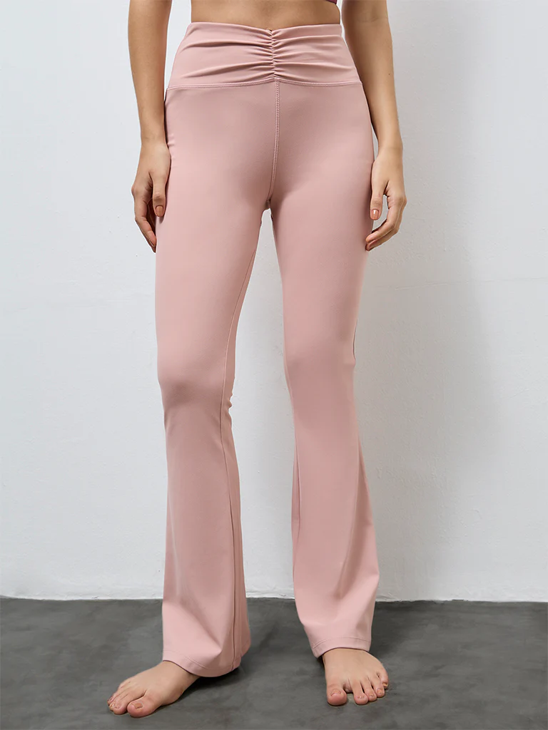 Nuoflexx Pink Solid Mid-Rise Yoga Pants - Image 2