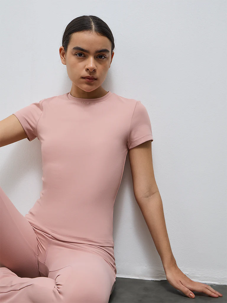 Nuoflexx Pink Solid T-Shirt