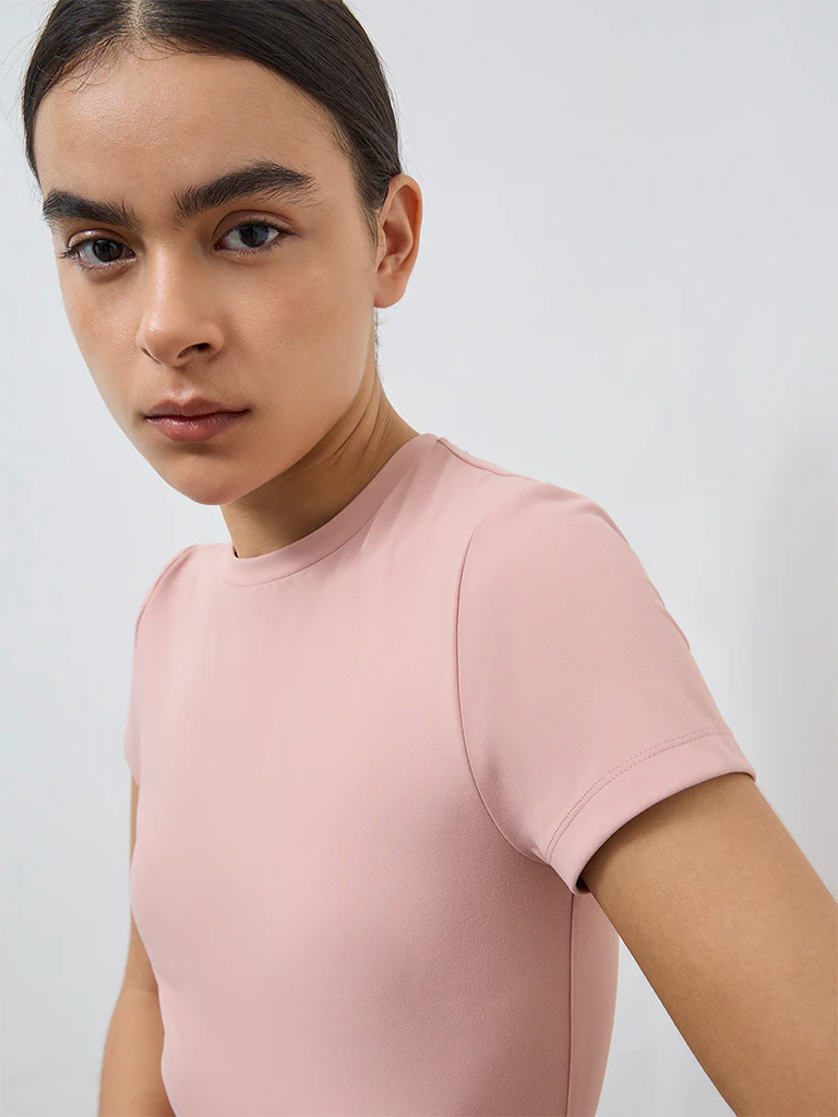 Nuoflexx Pink Solid T-Shirt - Image 3