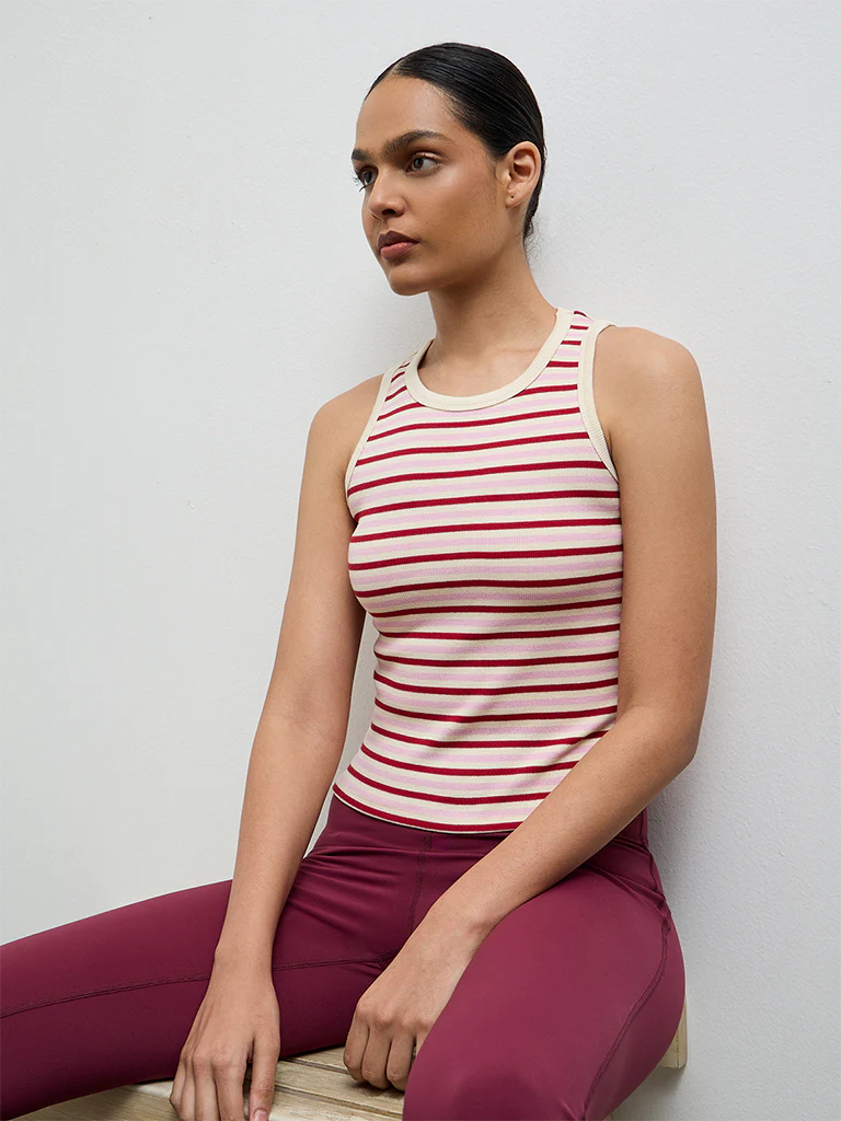 Nuoflexx Pink Striped Cotton-Blend Top