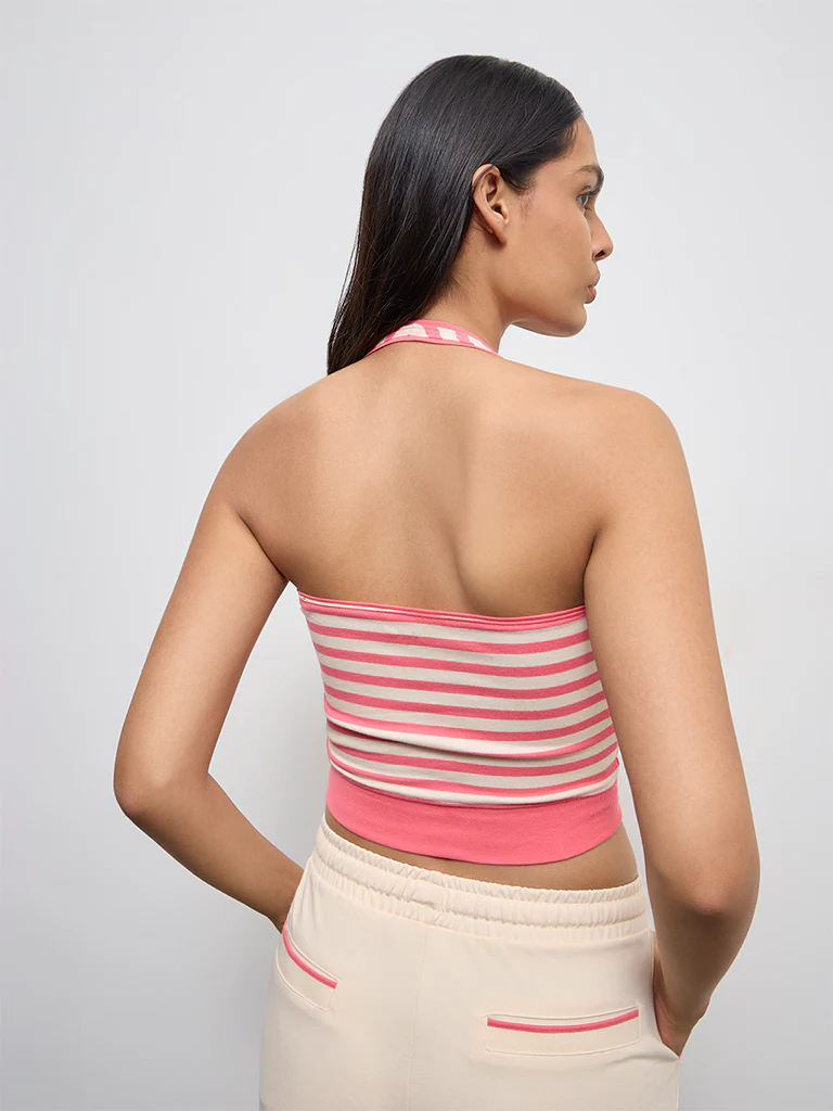 Nuoflexx Pink Striped Cotton-Blend Top - Image 4