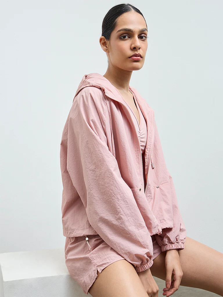 Nuoflexx Pink Textured Hooded Jacket