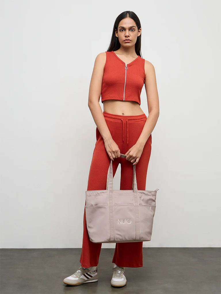 Nuoflexx Red Ribbed Zip-Front Top - Image 2