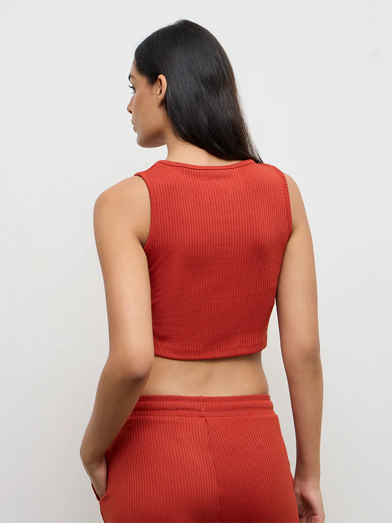 Nuoflexx Red Ribbed Zip-Front Top - Image 4