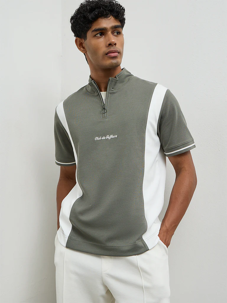 Nuoflexx Sage Color-Blocked Slim-Fit Quarter-Zip T-Shirt - Image 4