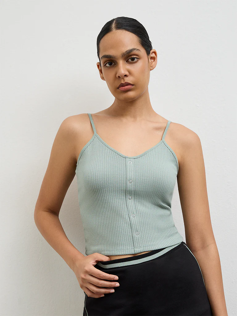 Nuoflexx Sage Green Ribbed Top