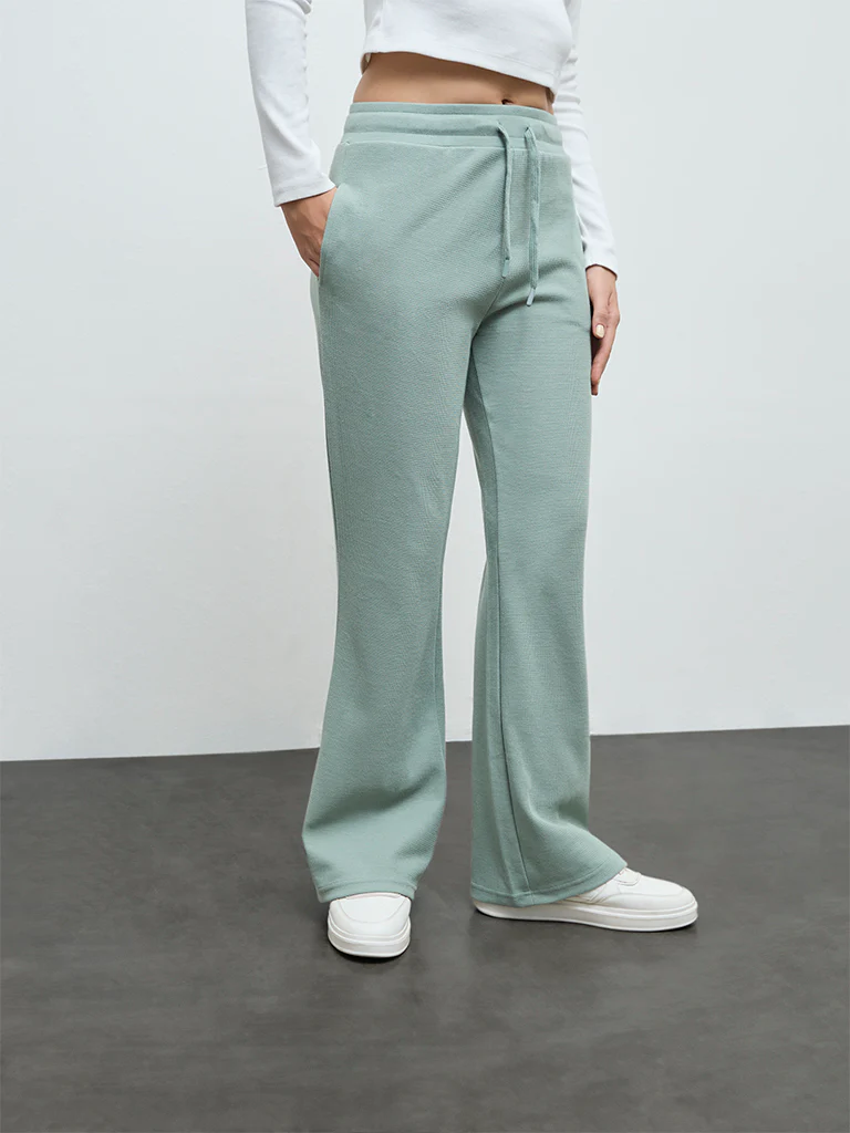 Nuoflexx Sage Solid High-Rise Cotton-Blend Pants - Image 2