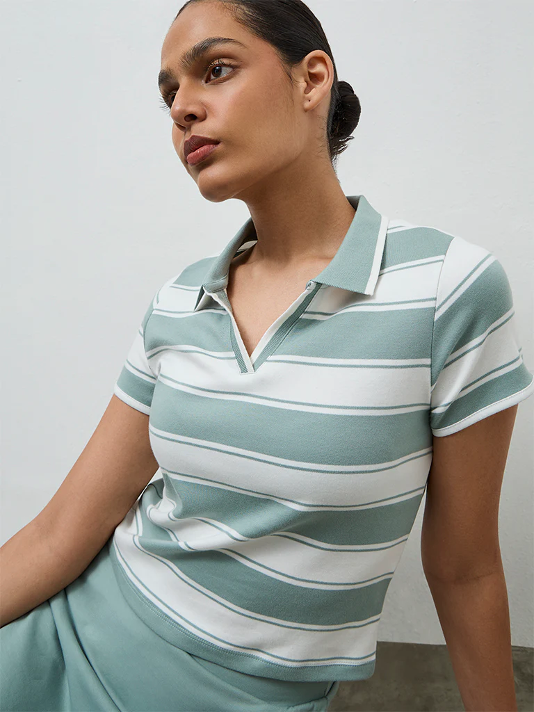 Nuoflexx Sage Striped Cotton T-Shirt - Image 3