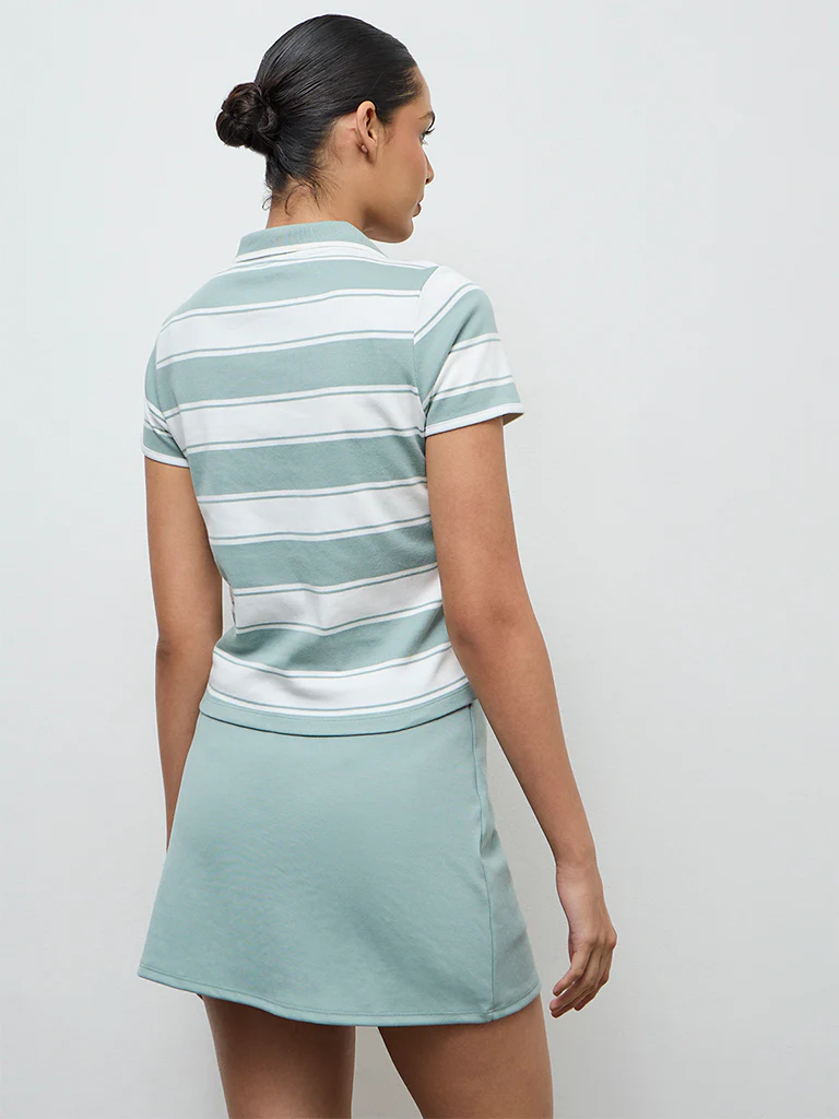 Nuoflexx Sage Striped Cotton T-Shirt - Image 4