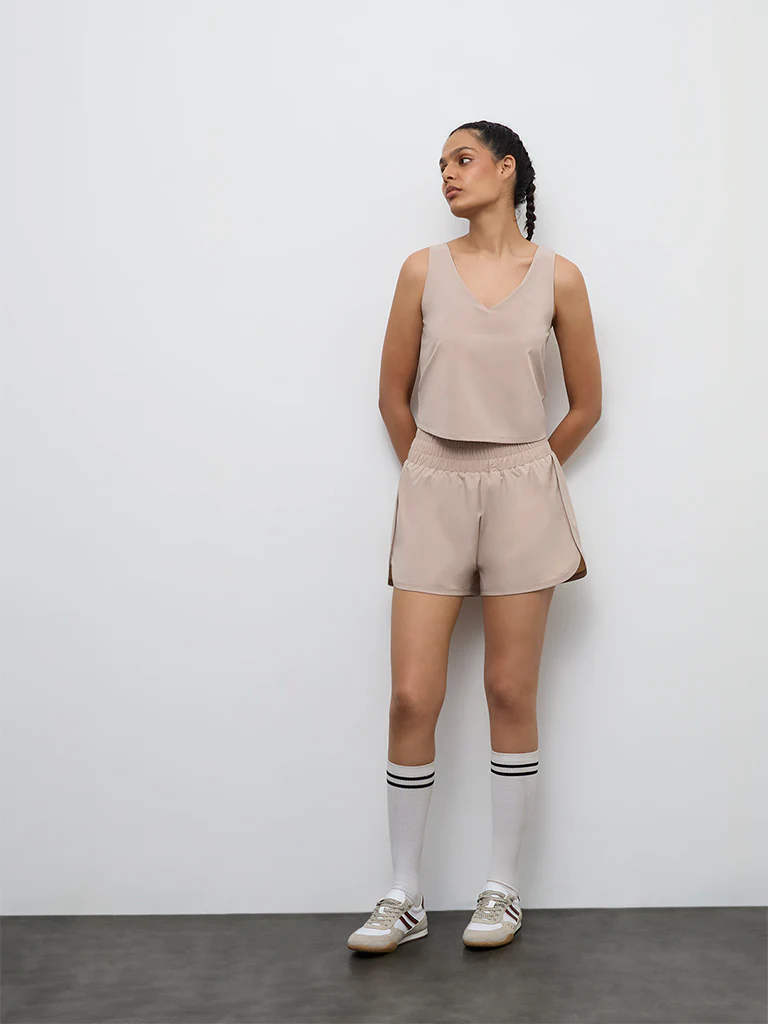 Nuoflexx Taupe High Rise Shorts