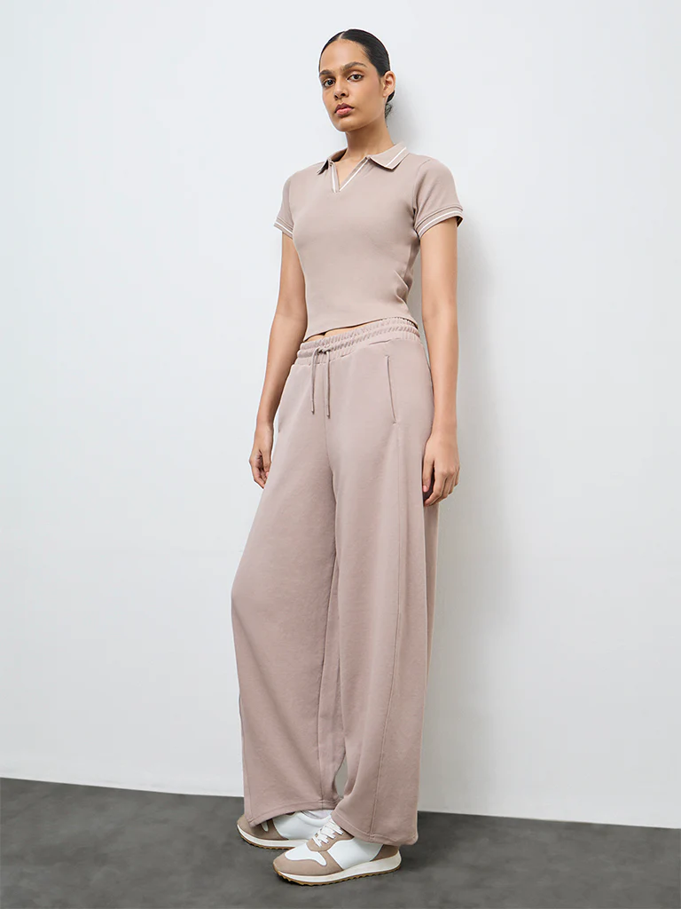 Nuoflexx Taupe Ribbed Cotton-Blend T-Shirt - Image 2