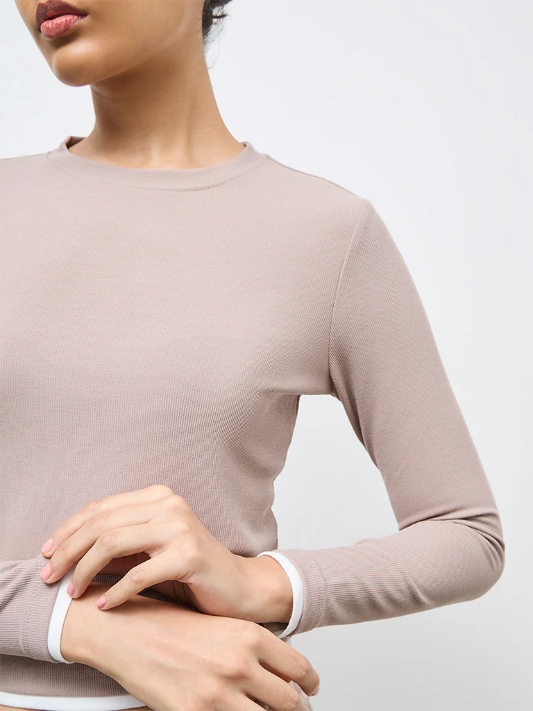 Nuoflexx Taupe Ribbed Top - Image 3